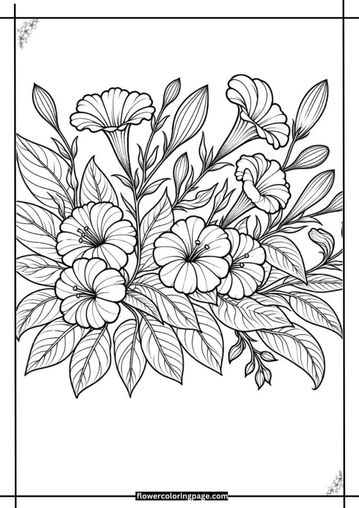 Four O'Clock Flower Coloring Pages