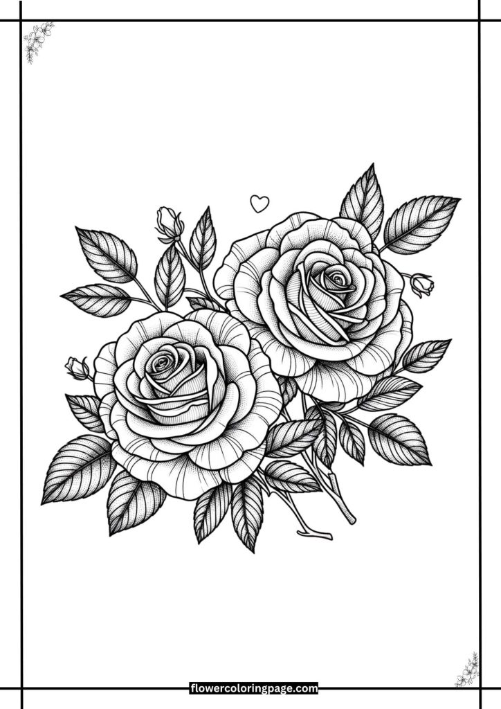 rose coloring pages printable for adult