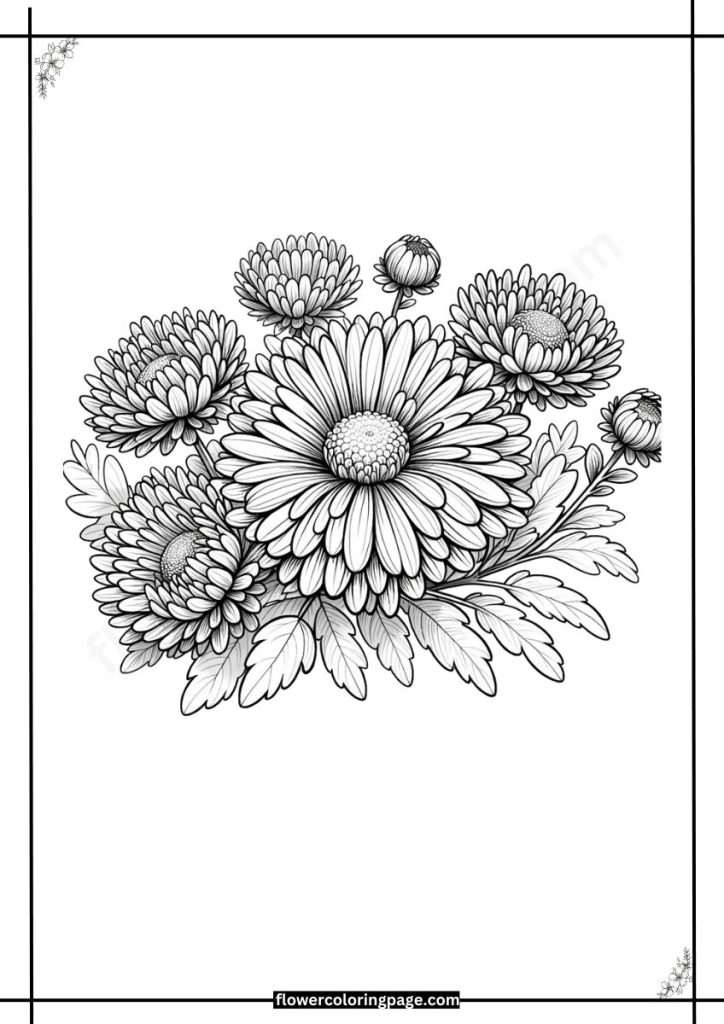 aster flower coloring page