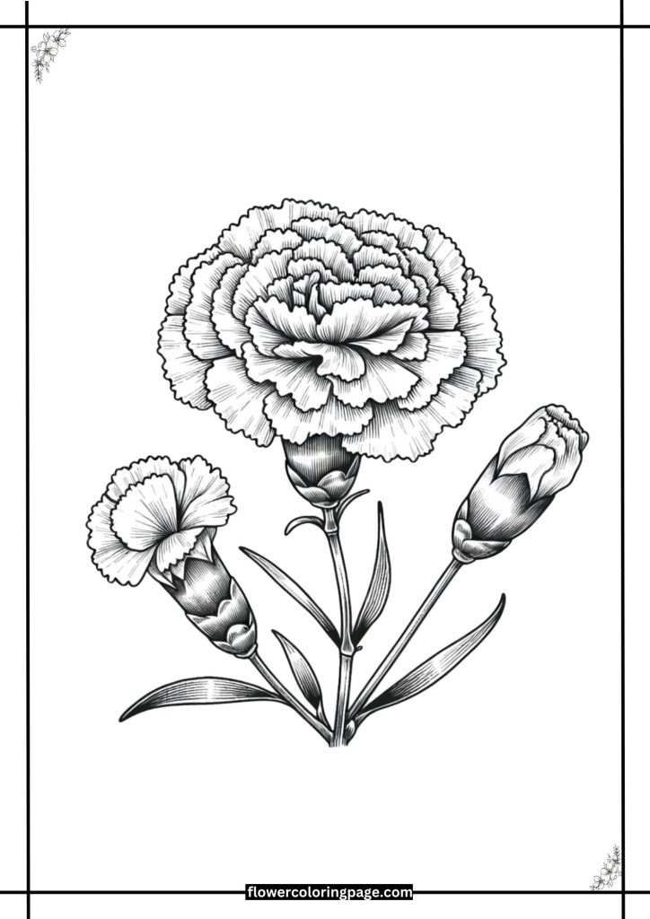 carnation flower coloring pages