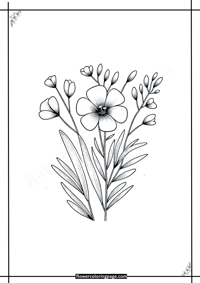 Flax Coloring Pages Free Printable PDF Flower Coloring Page