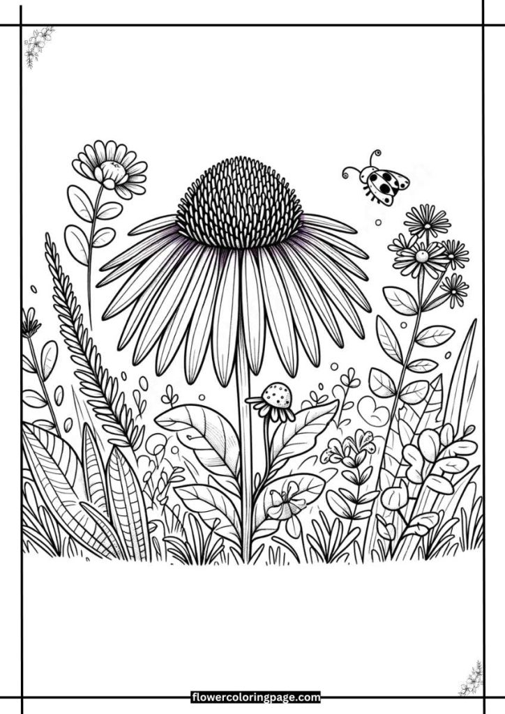 purple coneflower coloring page