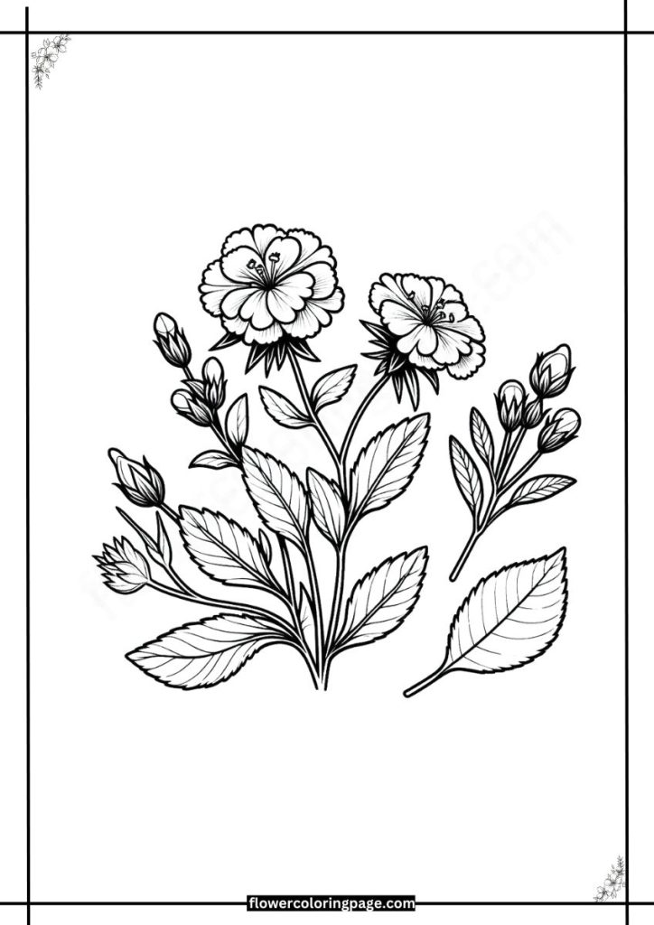 rose campion coloring page