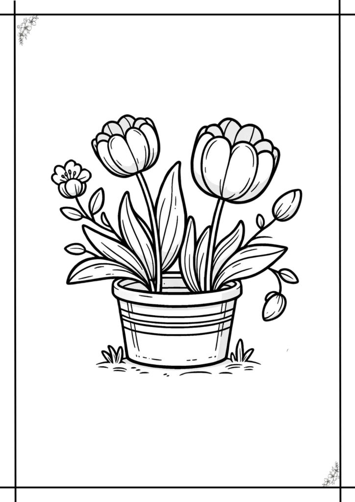 tulip coloring page free